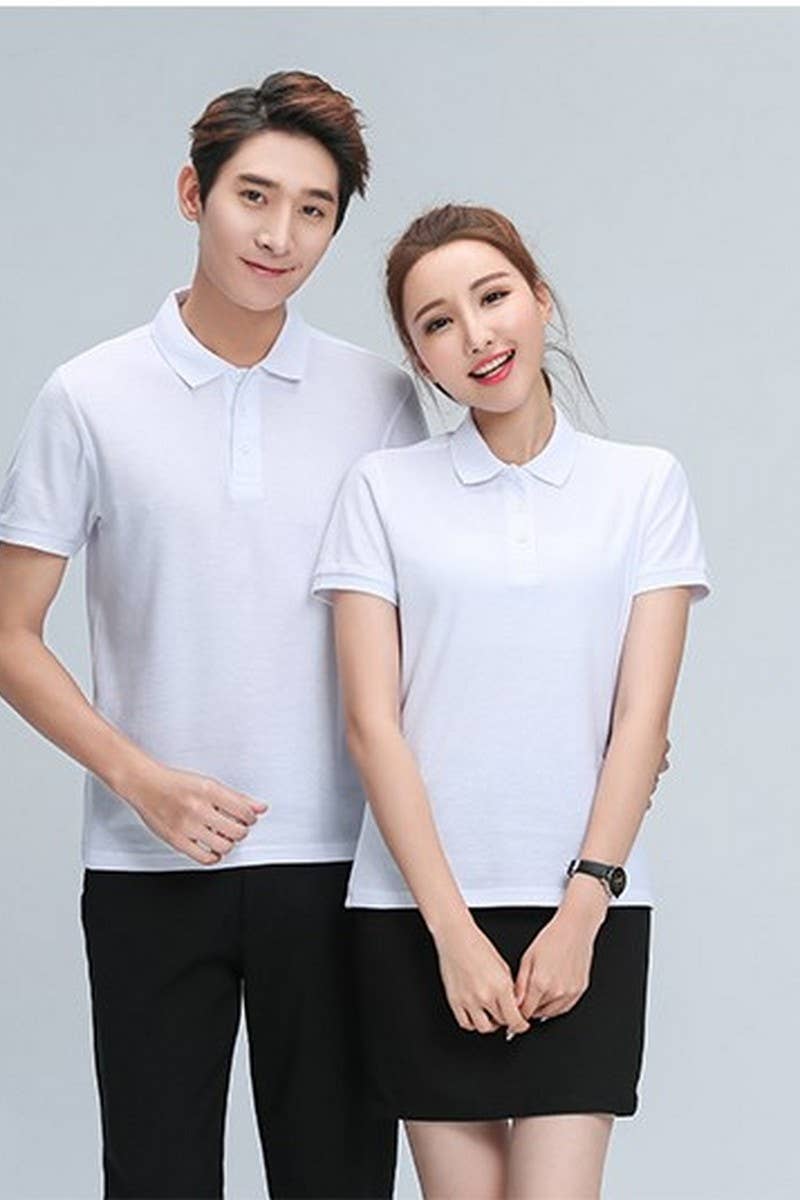 CWTBLS02444_SOLID COLOR CASUAL SHORT-SLEEVED POLO SHIRT