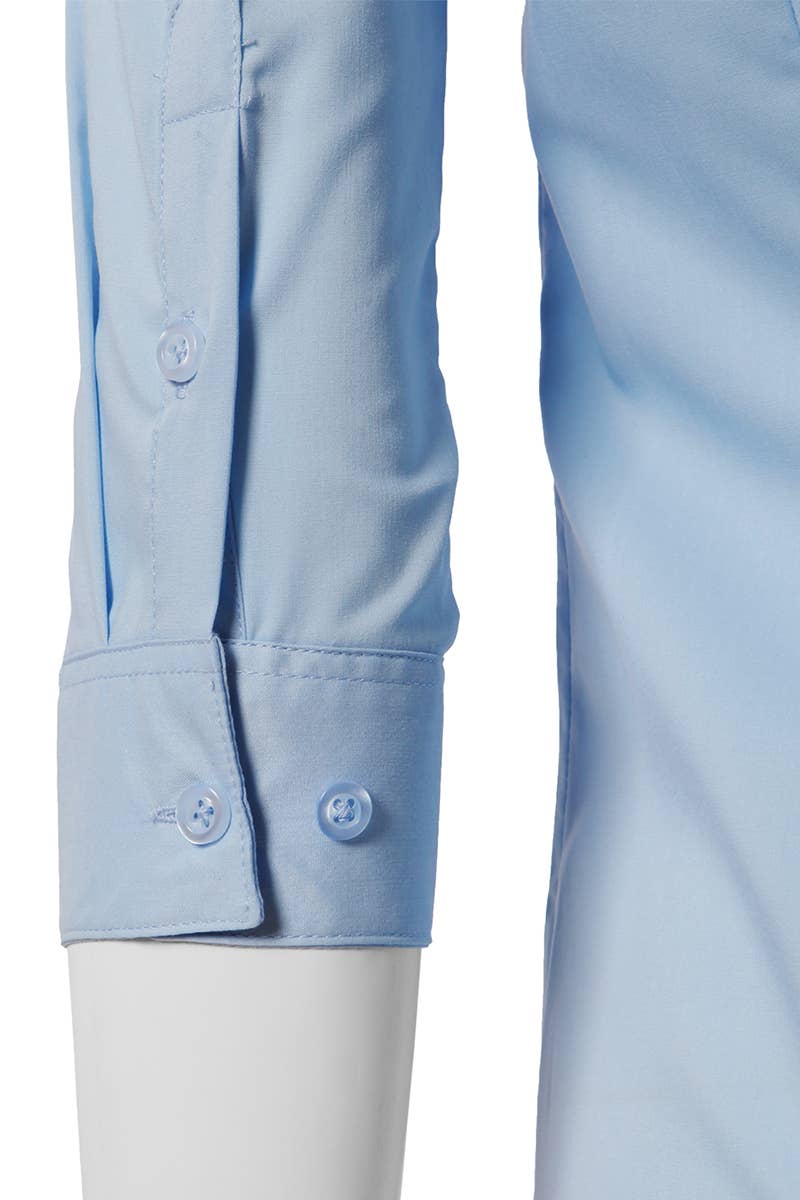 CWTSTS116_Basic Slim Fit Simple 3/4 Sleeve Button Down Shirt