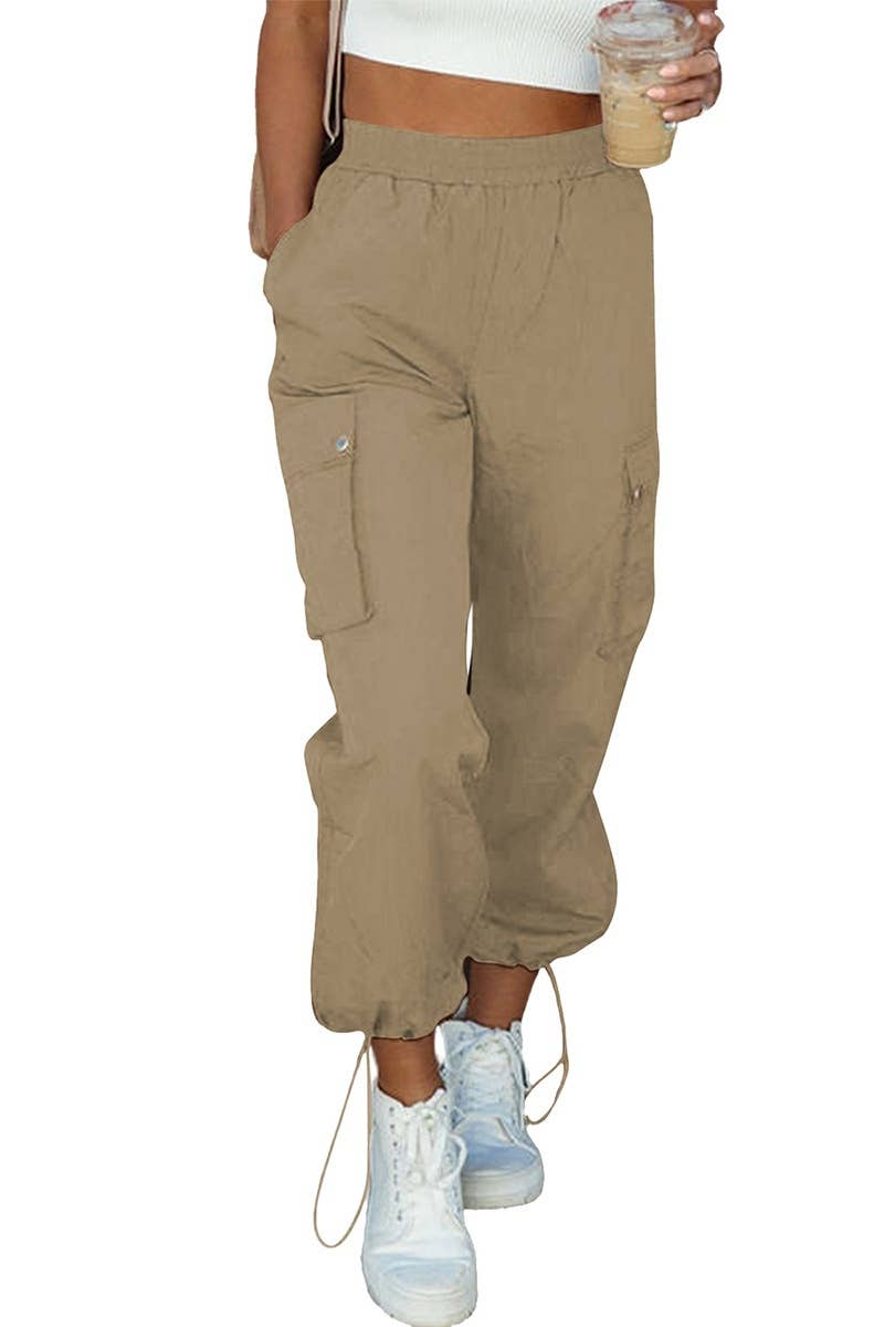 CWBMP0208_AUTUMN DRAWSTRING SPORTS WAIST WAIST CARGO PANTS