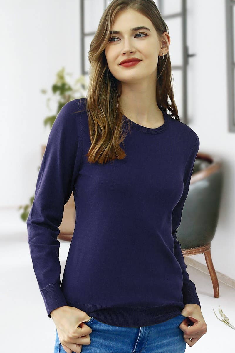 AWOSWL283-P_LONG SLEEVE CREW NECK PULLOVER SWEATER