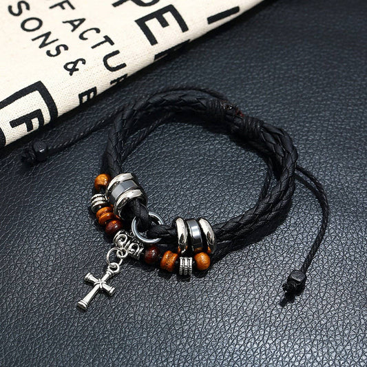 SIMPLE MEN'S MULTI-LAYER BEADED LEATHER BRACELET_CWMM4475