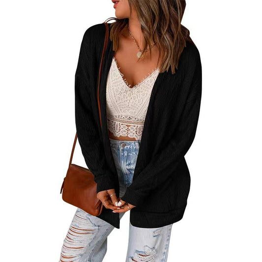 WOOLEN PATCHWORK KNITTED LONG-SLEEVED CARDIGAN