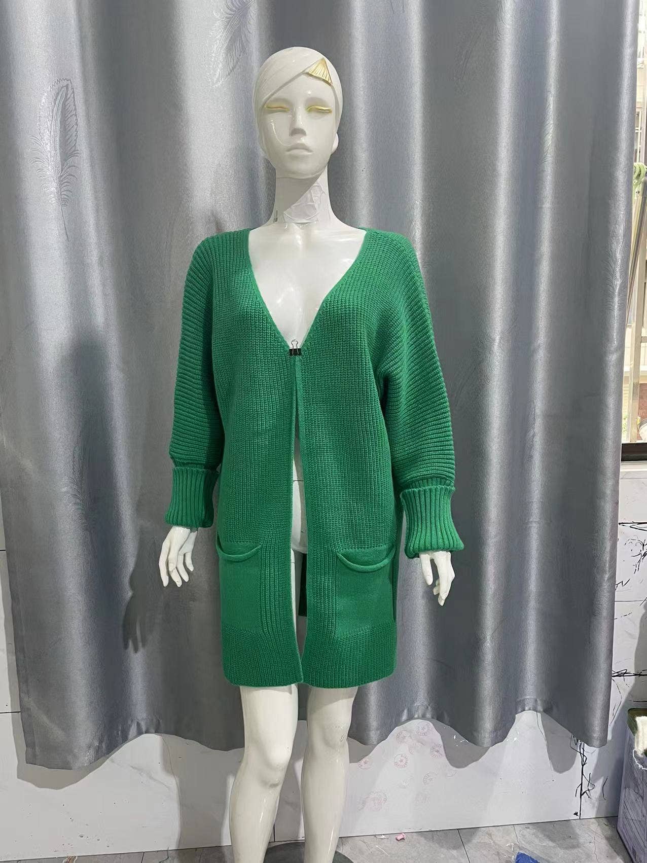 CARDIGAN BAT SLEEVE LOOSE POCKET LONG COAT