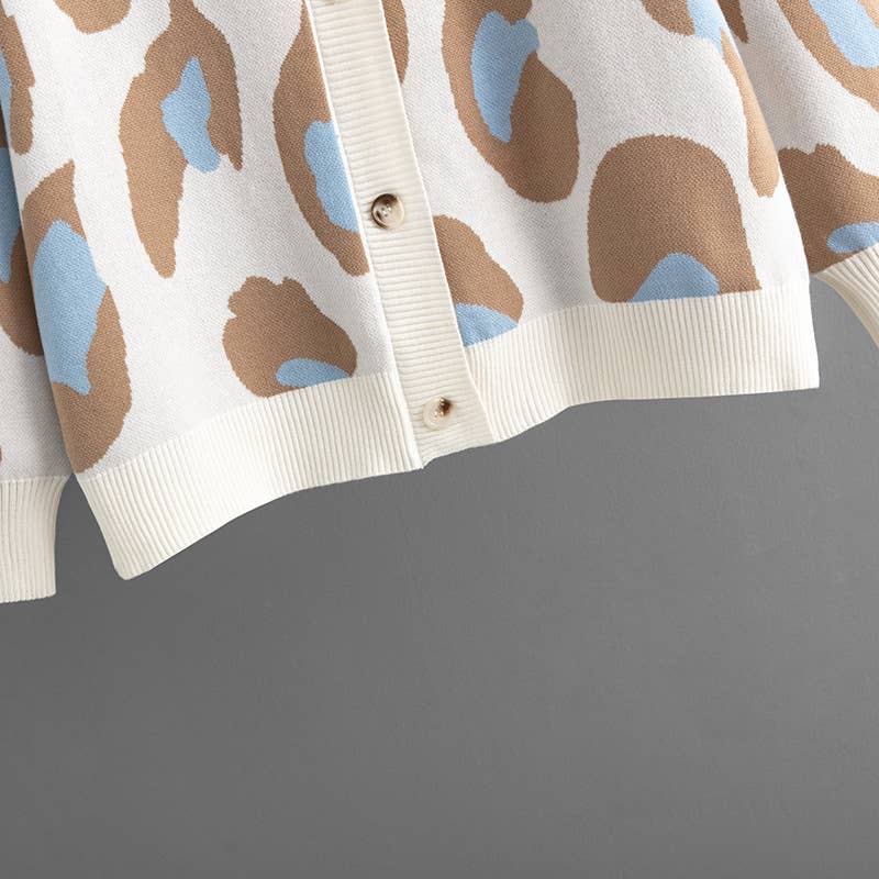 COLORFUL LEOPARD PRINT JACQUARD CARDIGAN COAT