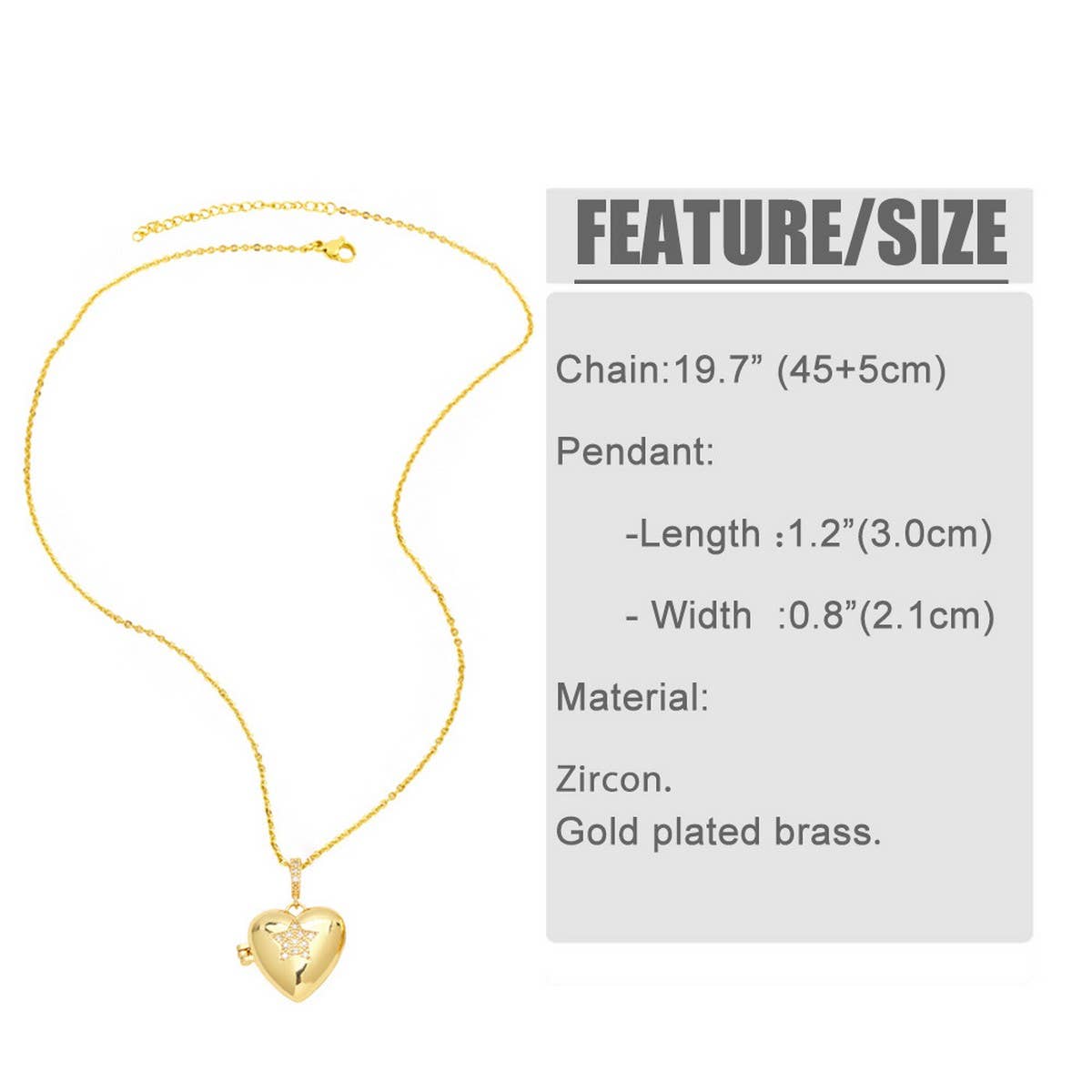GOLD HEART SHAPED PENDANT NECKLACE