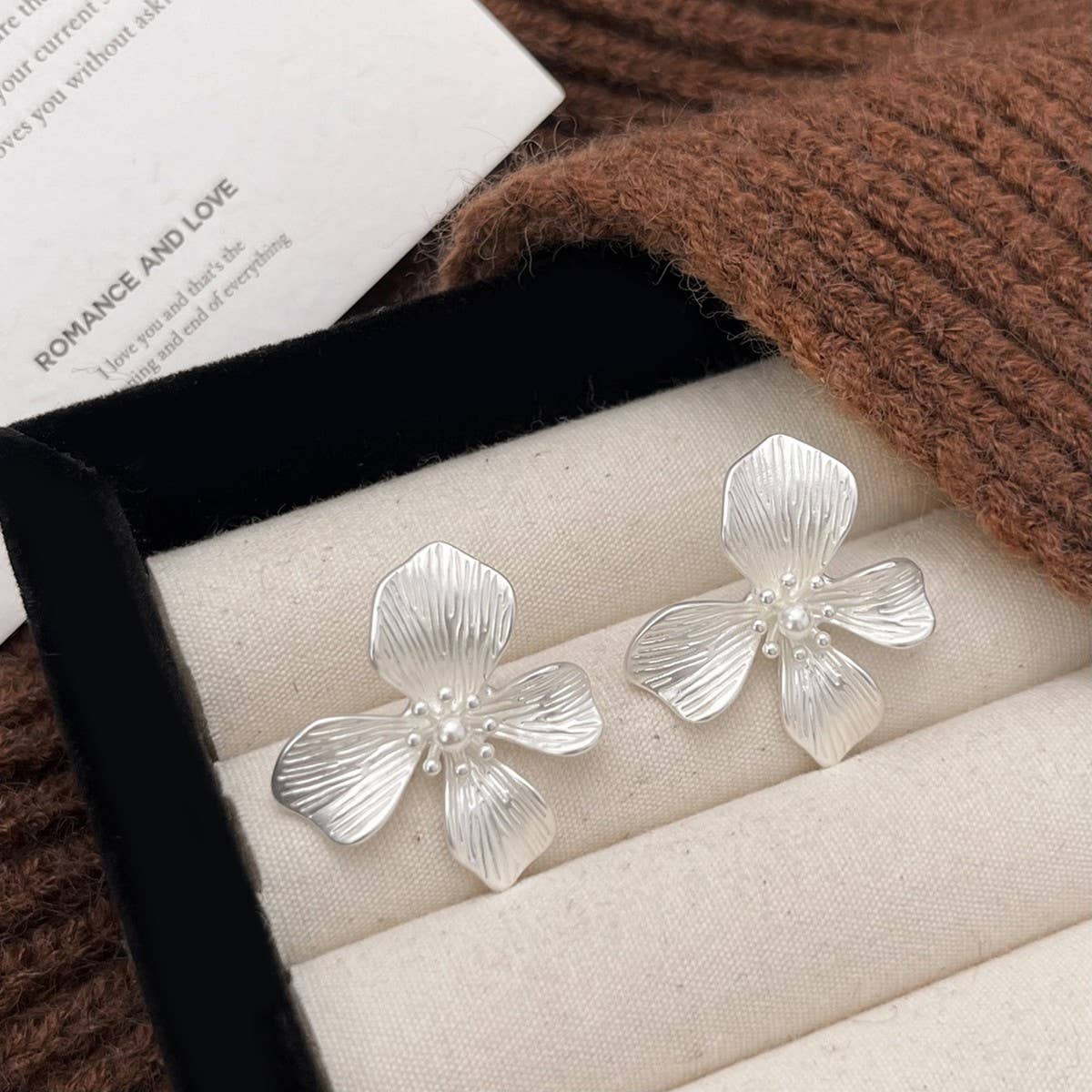 HIGH-END FASHION DESIGN METAL FLOWER EARRINGS