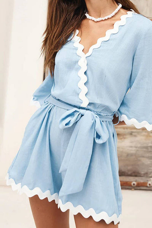 CWSR0089_LOW CUT SHORT SLEEVED CASUAL ROMPER