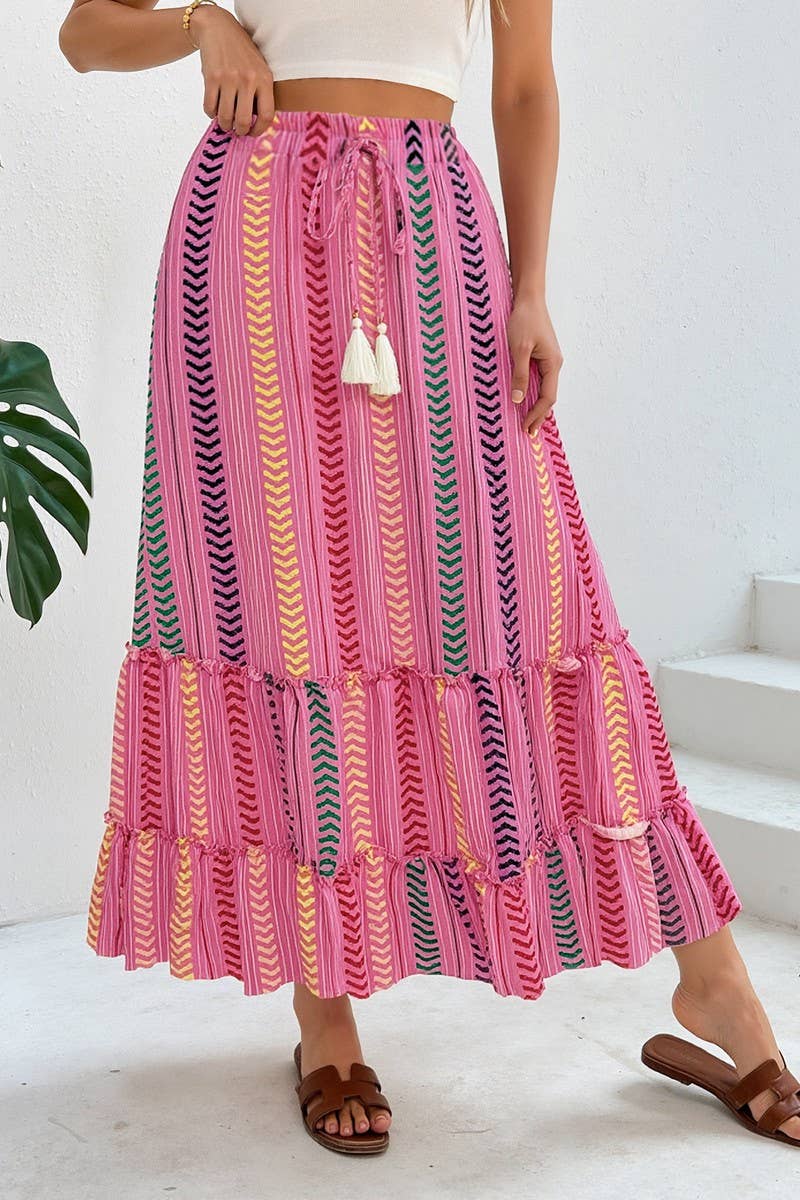 CWBLS0502_BOHO COLORBLOCK FLORAL ELASTIC WAIST SKIRT