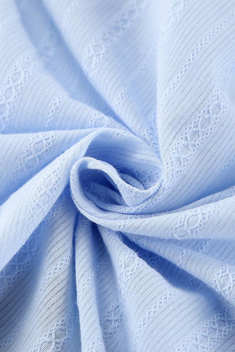 CWSPJ0347_COTTON JACQUARD LONG SLEEVE SHORTS PAJAMA SET