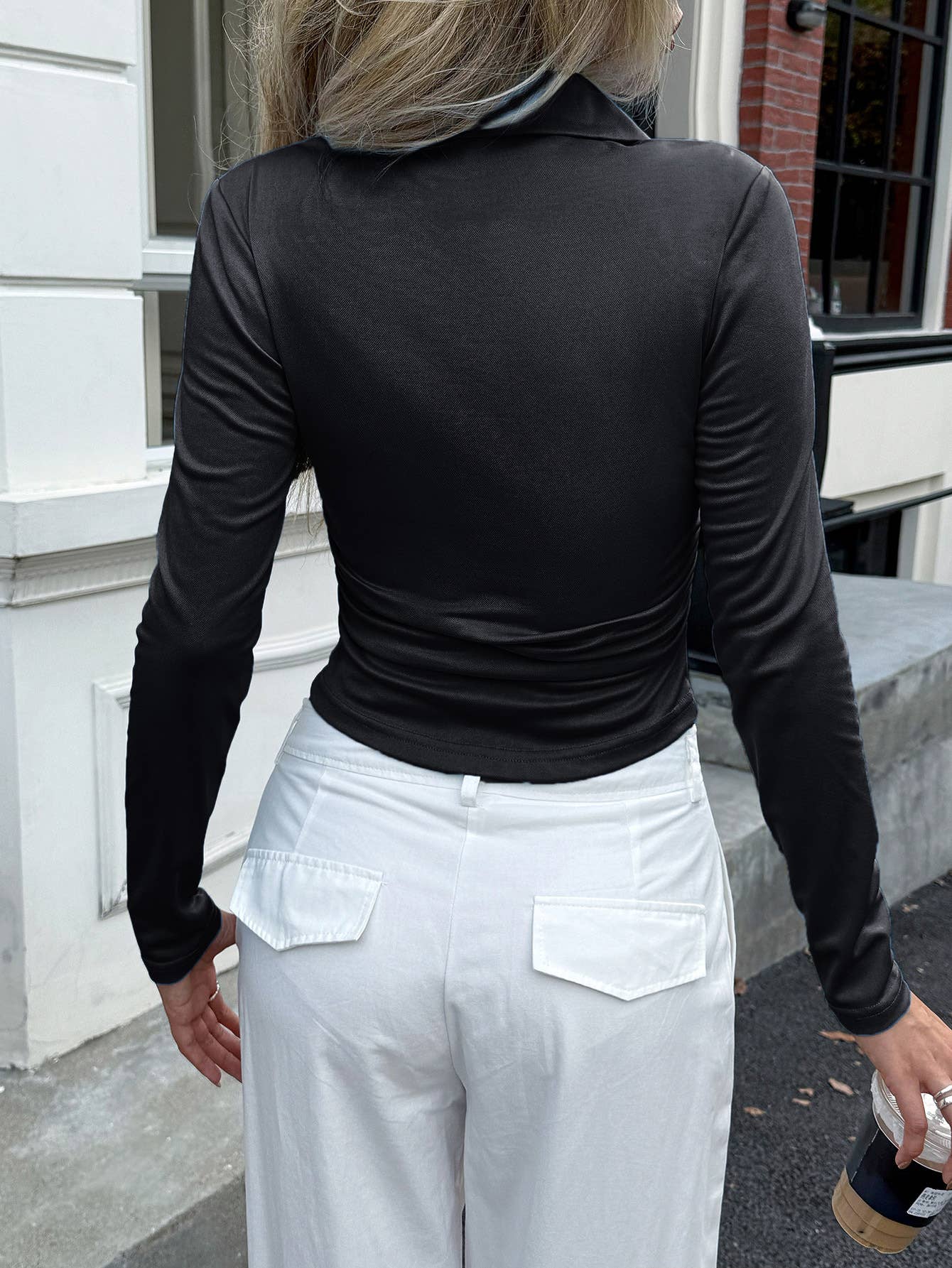 Casual commuting solid-color long-sleeved shirt