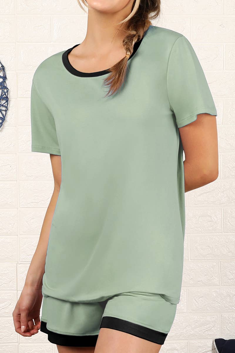 CWSPJ031-P_SHORT SLEEVE TOP WITH SHORTS PAJAMA SET