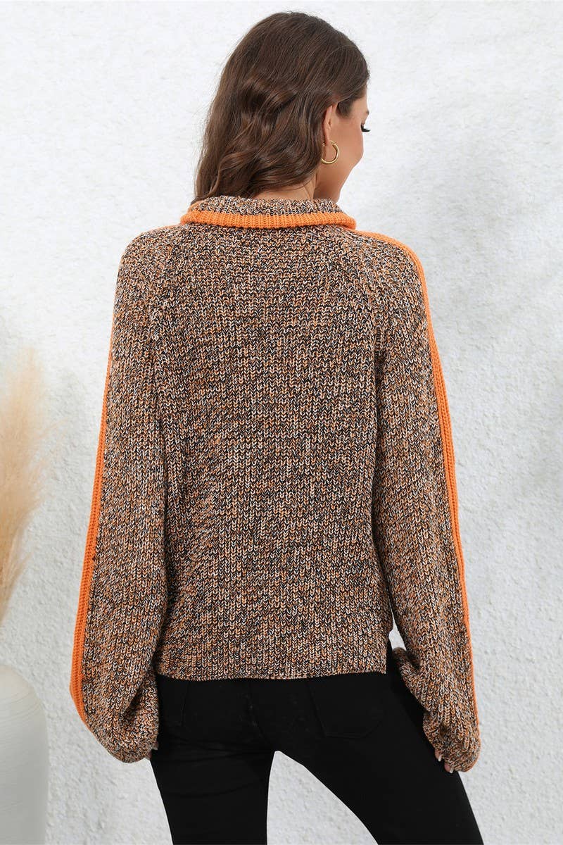 CWOSWL3169_MIXED COLOR PANEL TURTLENECK KNIT SWEATER