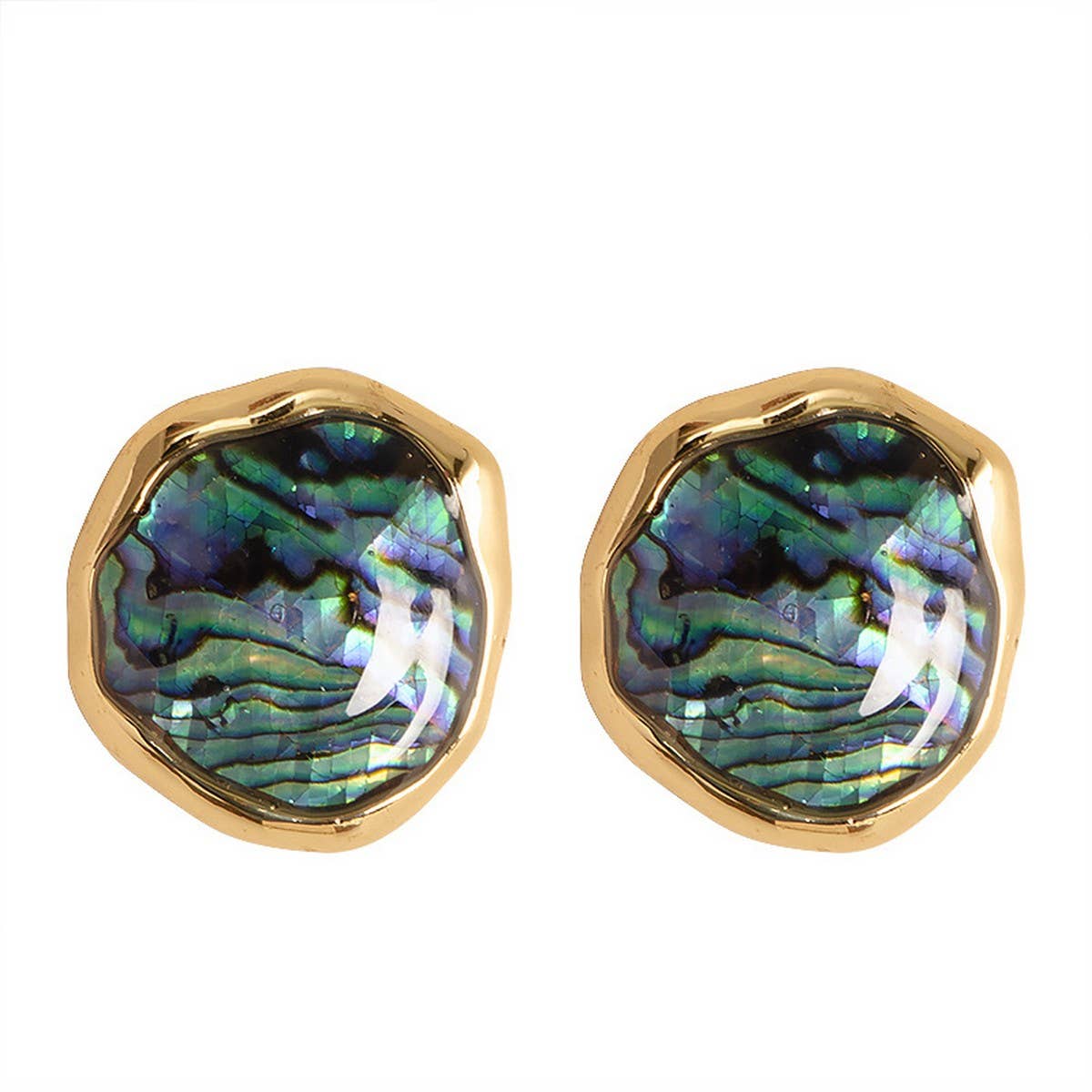 NATURAL ABALONE SHELL SILVER NEEDLE EARRINGS