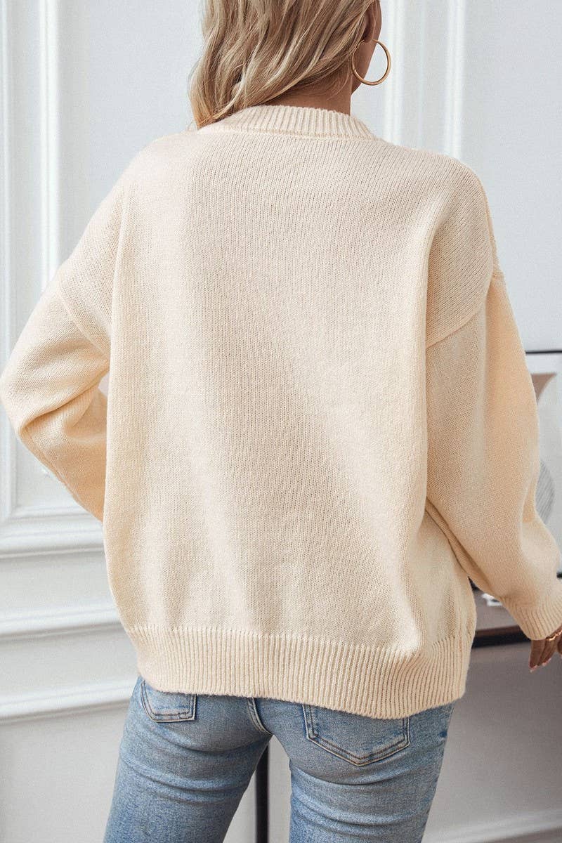 CWOSWL2914_CASUAL FLORAL PRINT CREW NECK KNIT TOP