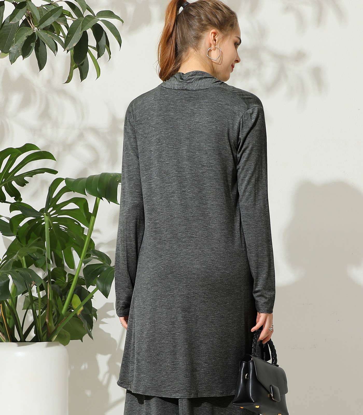 AWTL074_Long Sleeve Casual Open Front Long Cardigan