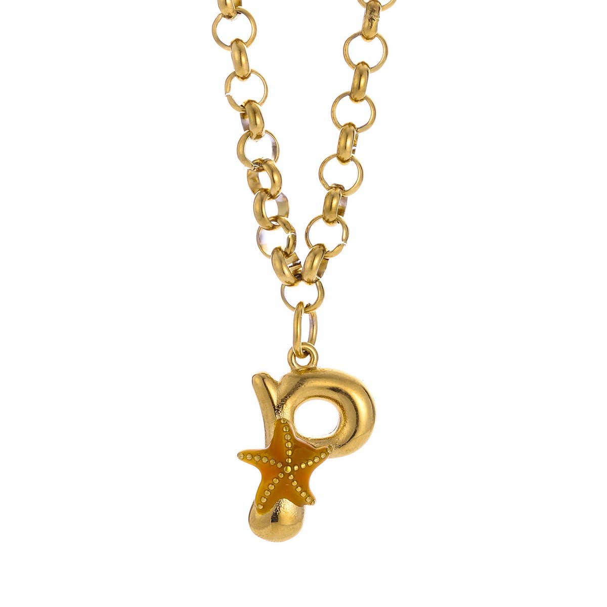 Original Stainless Steel Letter Necklace withEnamel_CWMM8836