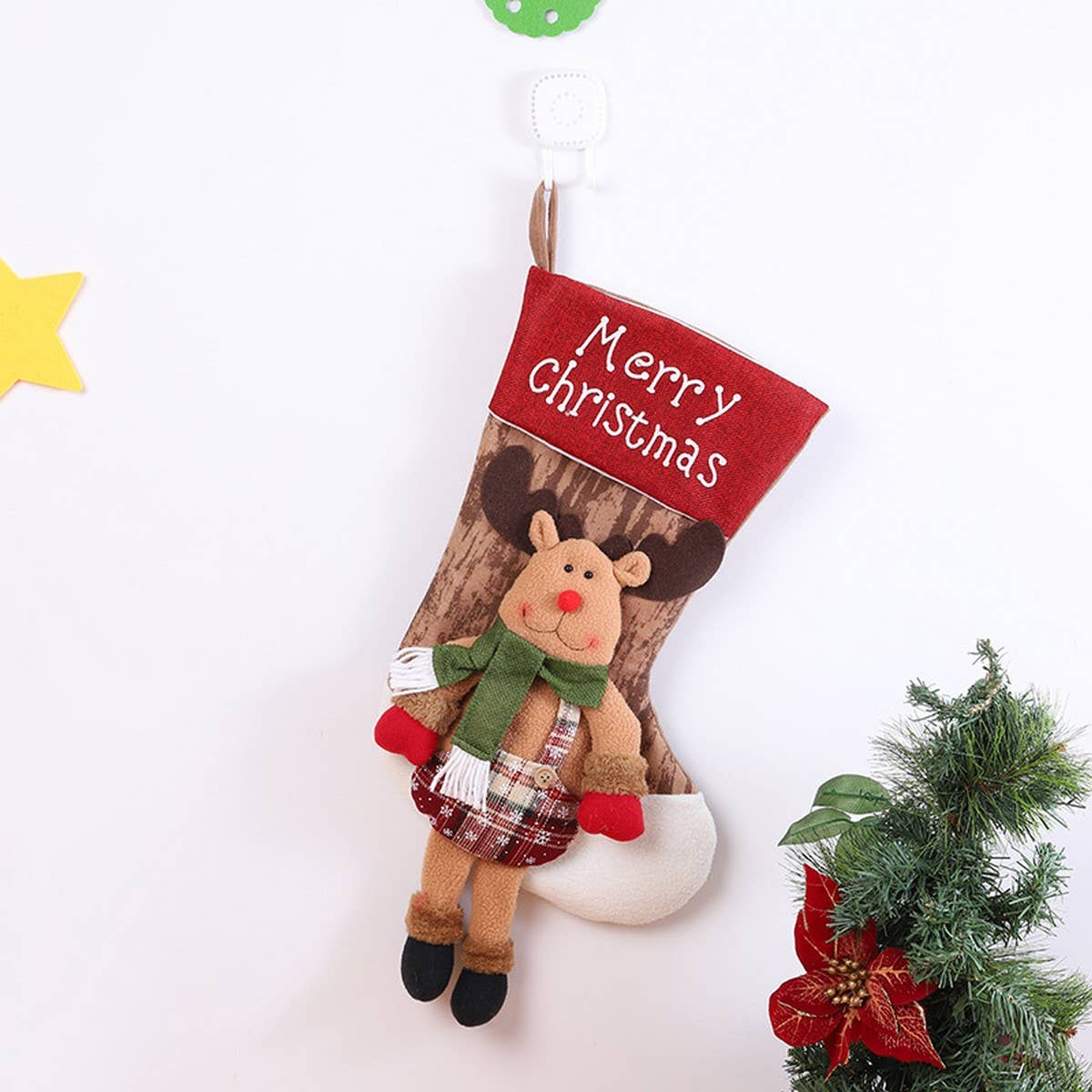 SEQUINED 3D SANTA CLAUS CHRISTMAS STOCKINGS