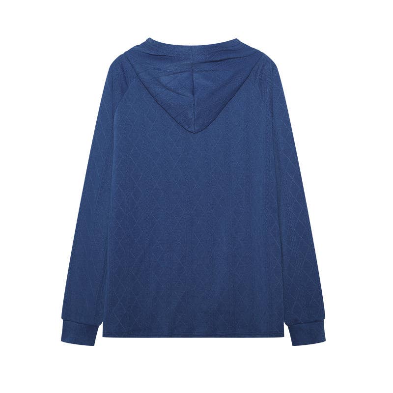 CASUAL JACQUARD LOOSE SOLID COLOR HOODIE