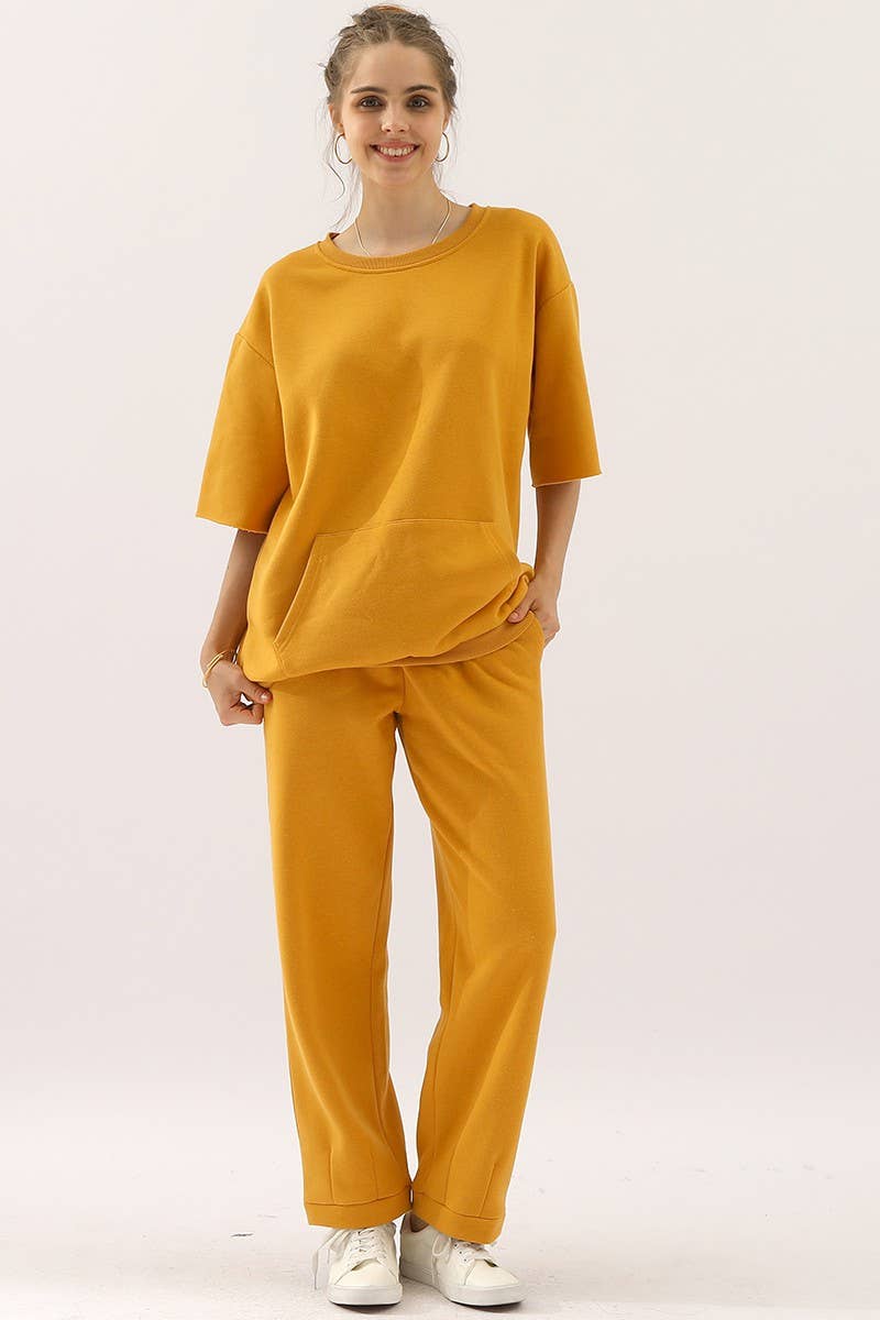 CWBLP392_HIGH WAISTED STRAIGHT WIDE LEG LONG SWEATPANTS
