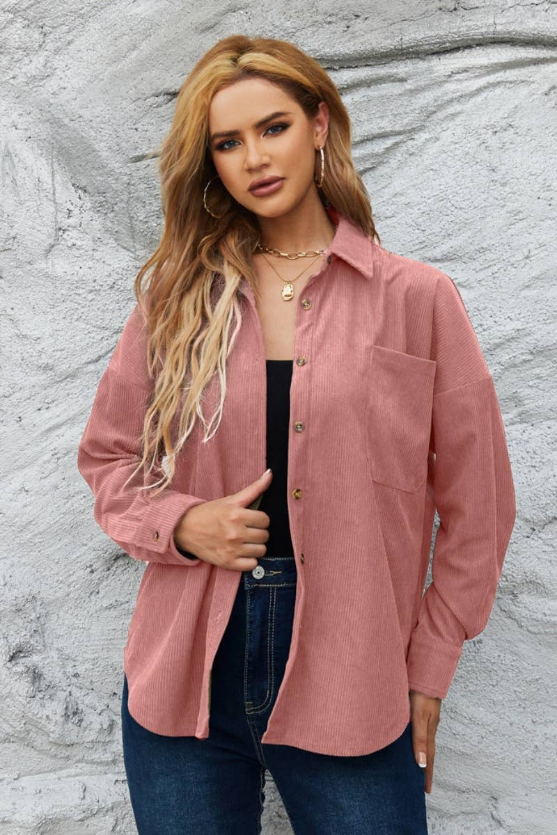 CWTSTL2122_WINTER LOOSE BUTTON-UP LONG-SLEEVED SHIRT TOPS