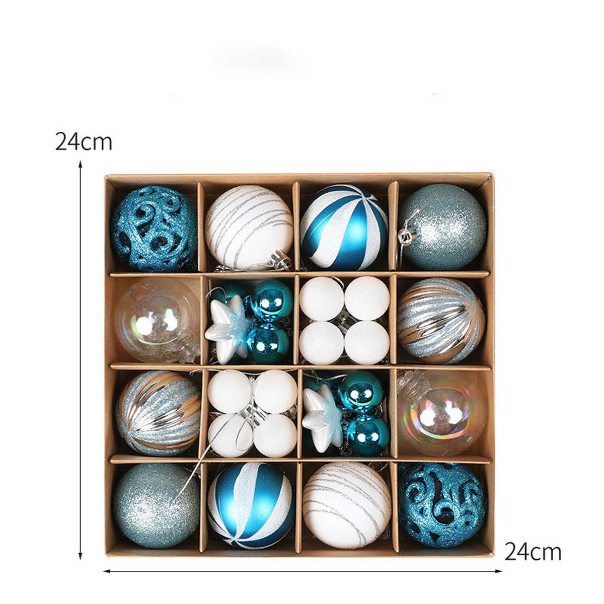 CWMM10427_36PCS CHRISTMAS TREE ORNAMENTS SHINY BAUBLES SET