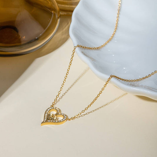 EUROPEAN AND AMERICAN HEART SHAPED LETTER NECKLACE_CWAJE1891