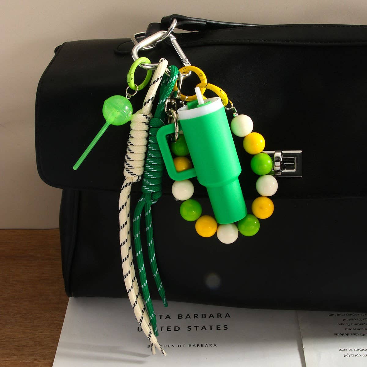 Cup Charm Keychain ? Dual Strap & Beaded Design