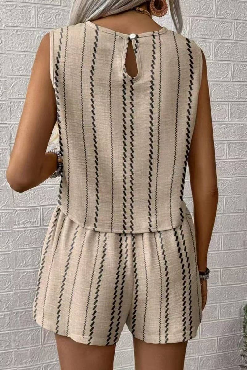 CWSTB2054_CASUAL STRIPED SLEEVELESS TANK AND SHORTS SET