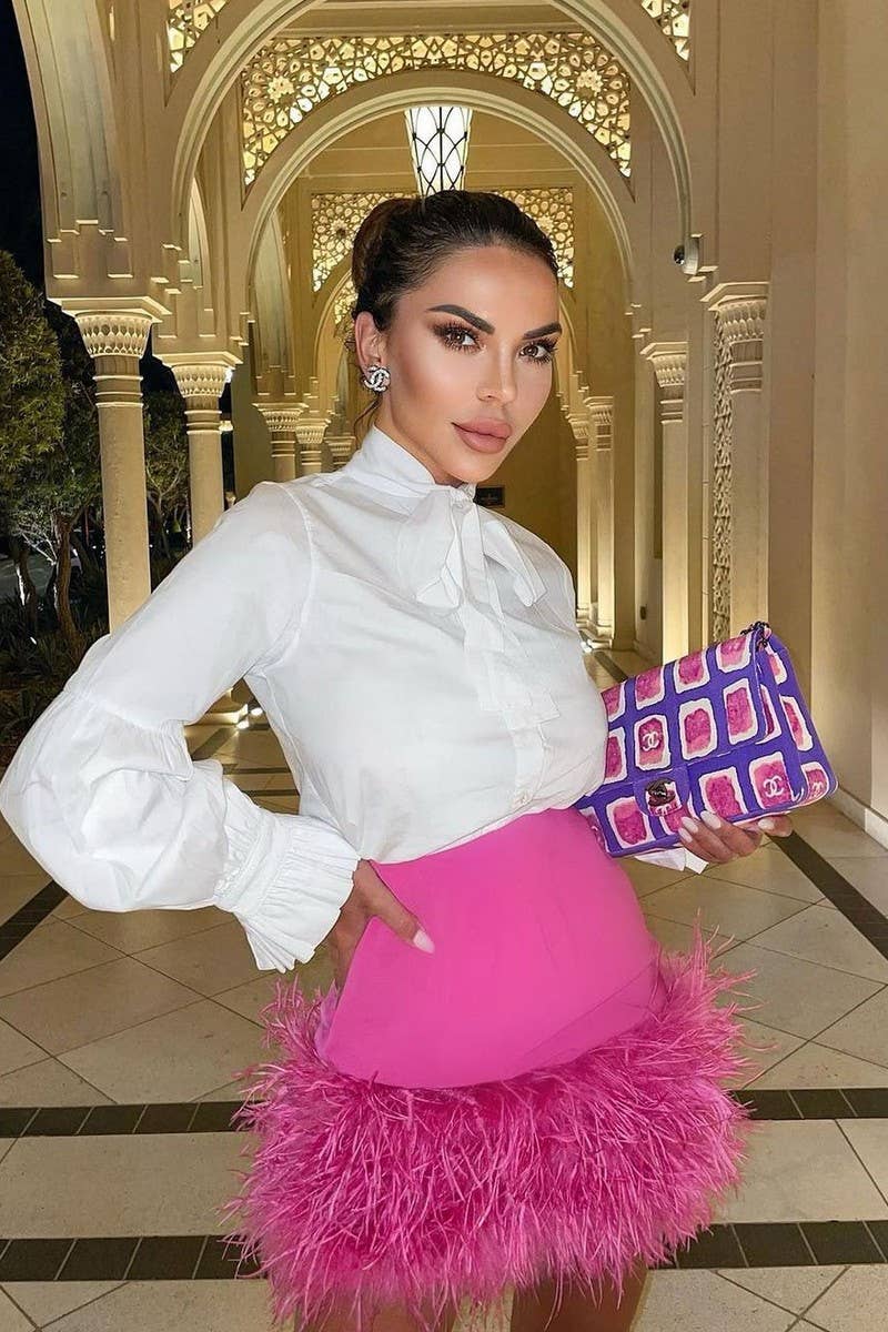 CWBLS0662_PARTY SEXY SHORT SKIRT FEATHER HIP SKIRT