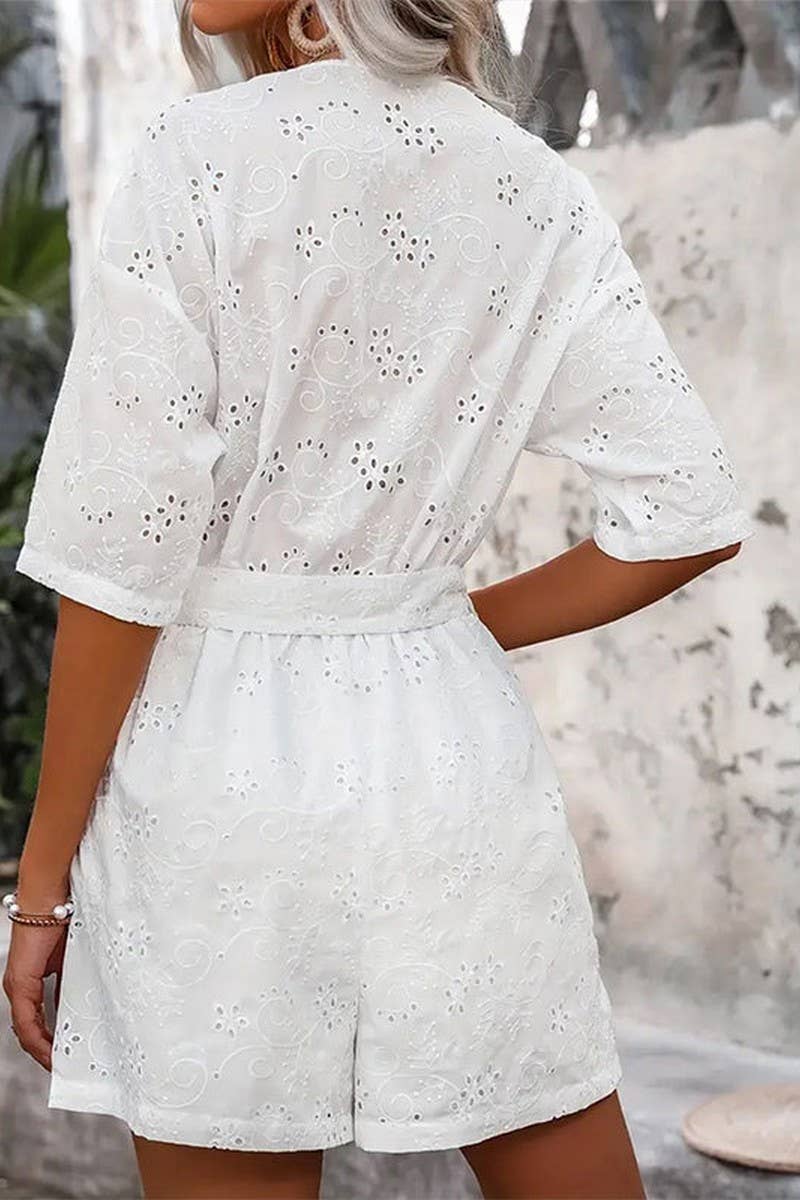 CWSBSS0060_HOLLOW WAIST SOLID COLOR CASUAL JUMPSUIT