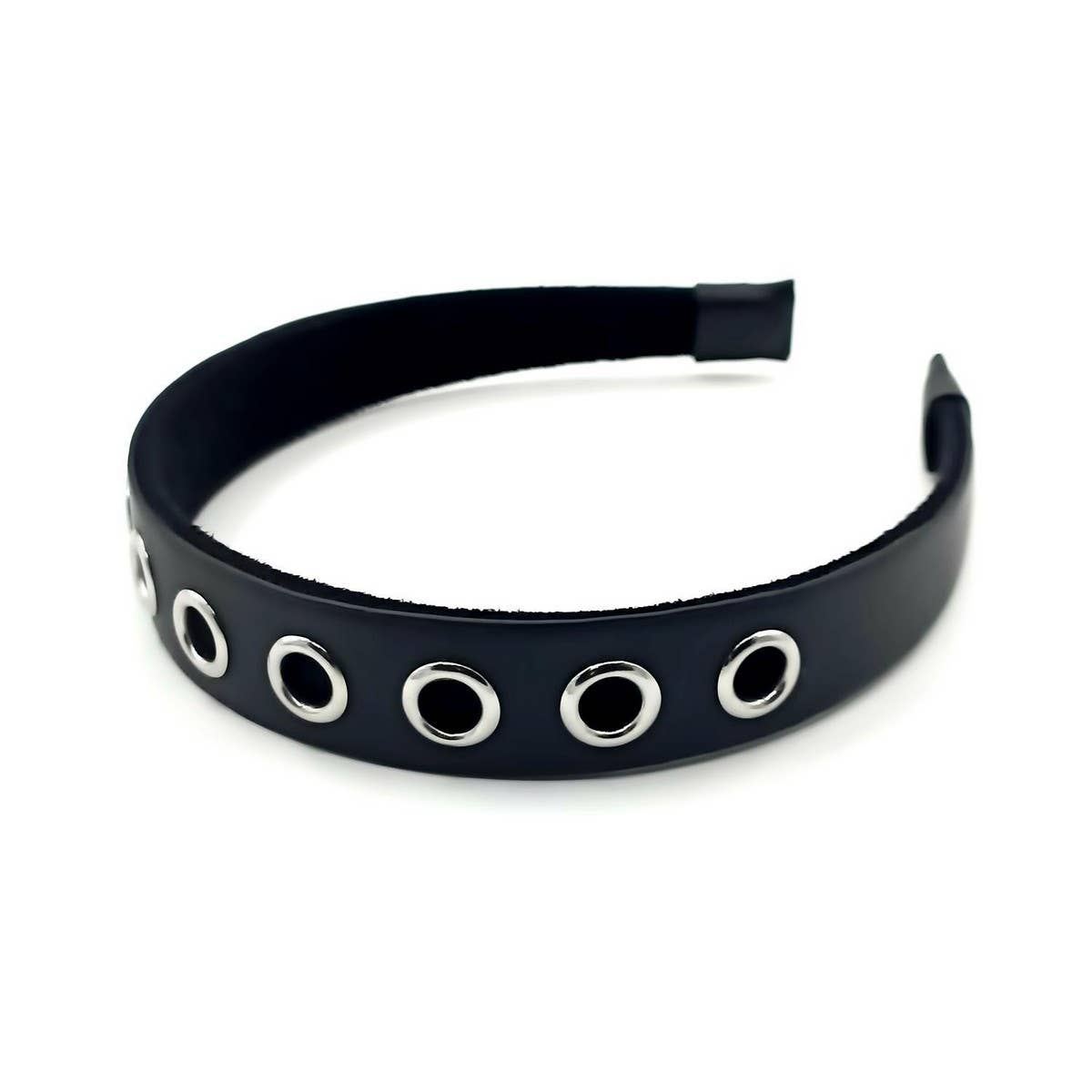 Elegant Punk Wide PU Headband with Large Studs