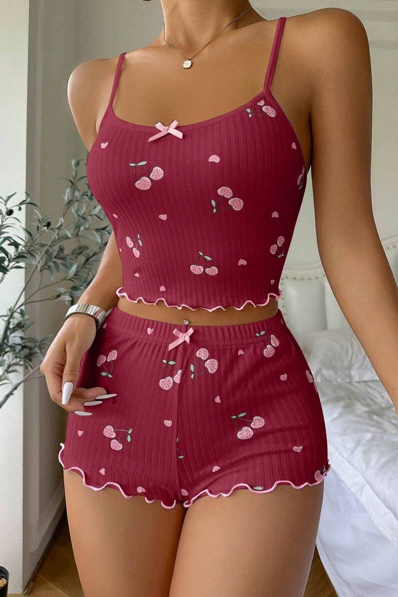 CWSPJ00485_SUMMER JACQUARD PRINT CAMI AND SHORTS SET