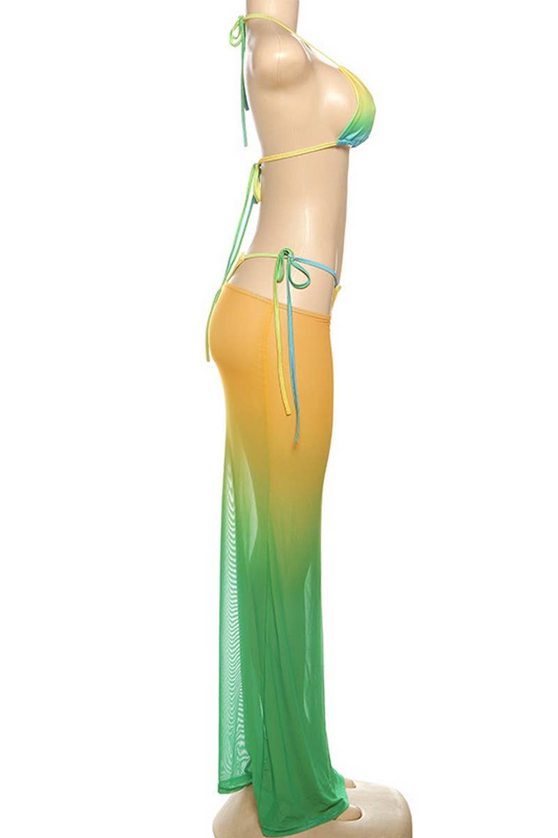 CWSS1279_SEXY HOT GIRL BIKINI HALTERNECK PRINT THREE PIECE