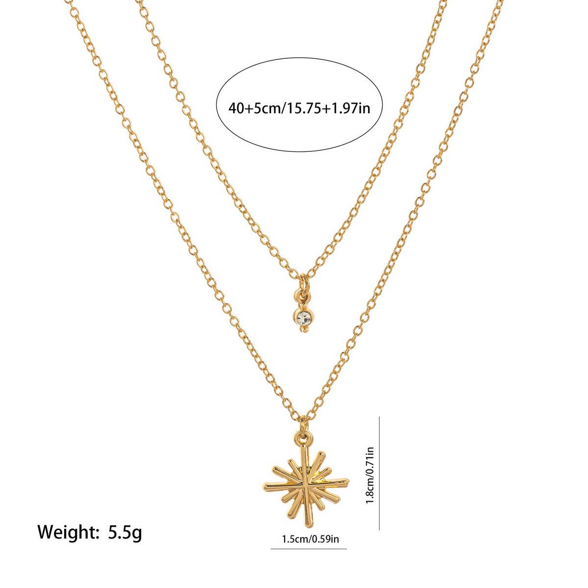 Double Star Zirconia Stacking Necklace