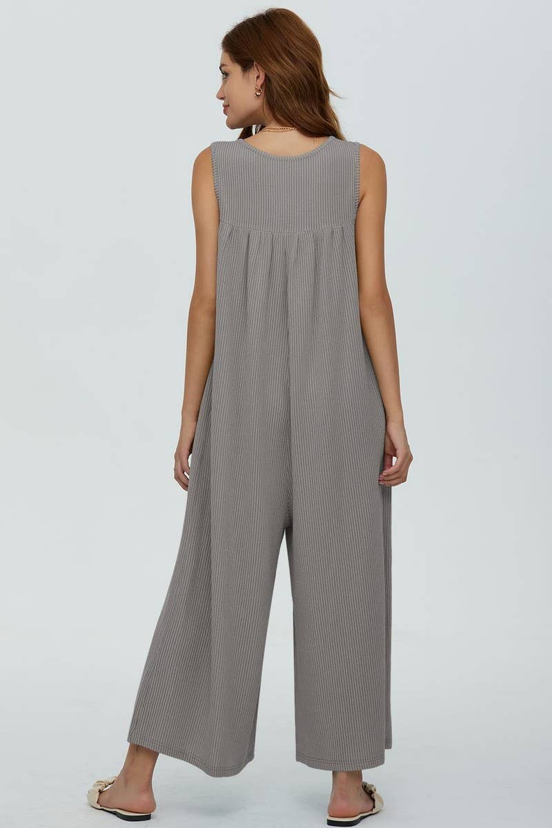 CWSJS0720_SOLID COLOR CASUAL LOOSE POCKET JUMPSUIT