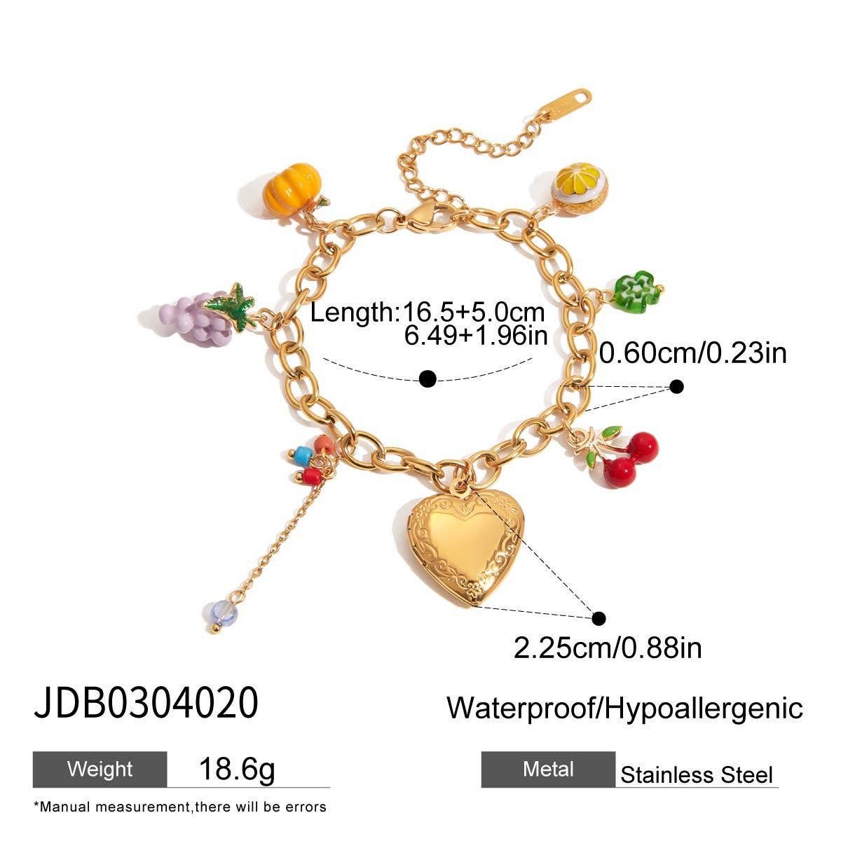 Luxury 18K Gold Grape Drop Pendant Bracelet