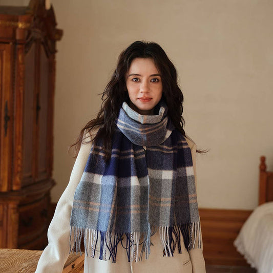 100% Wool Plaid Scarf – Soft Reversible Wrap_CWASC2348