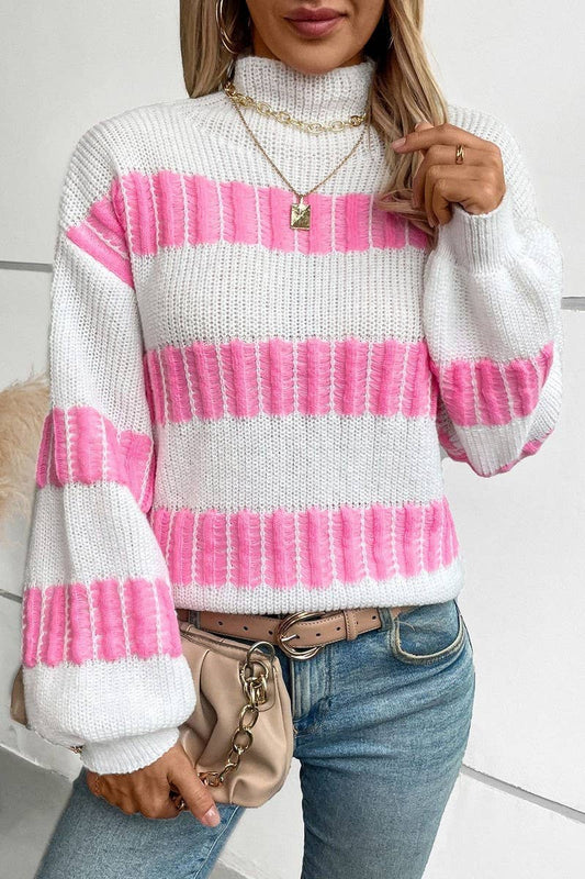 CWOSWL2931_STRIPED MOCK NECK KNIT SWEATER