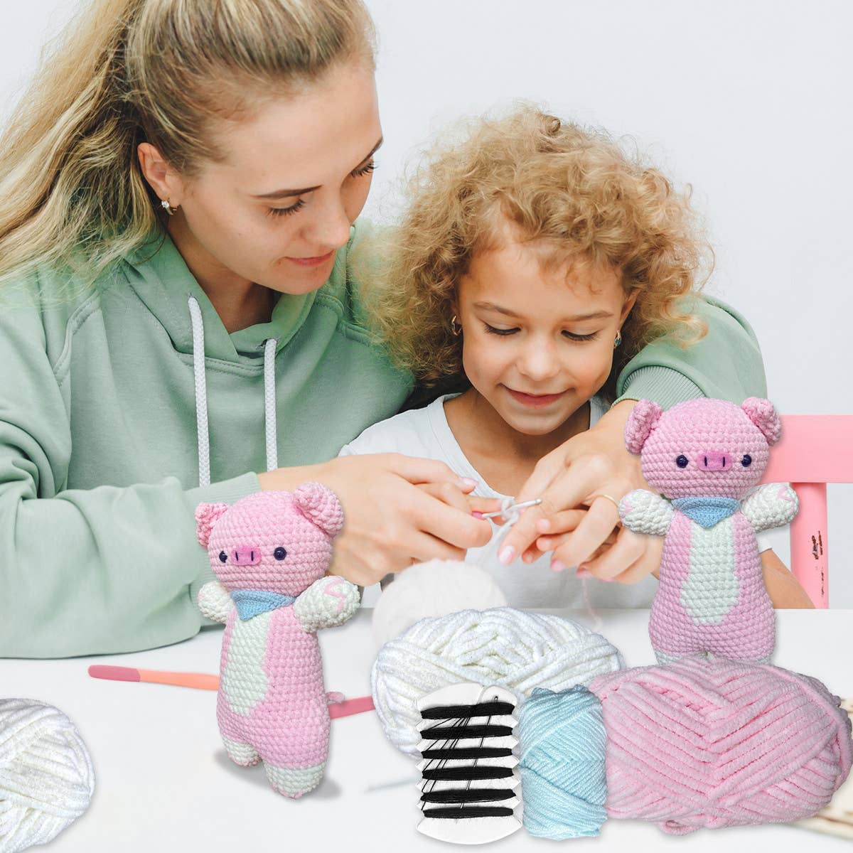 CROCHET PIGLET DOLL MATERIAL KIT