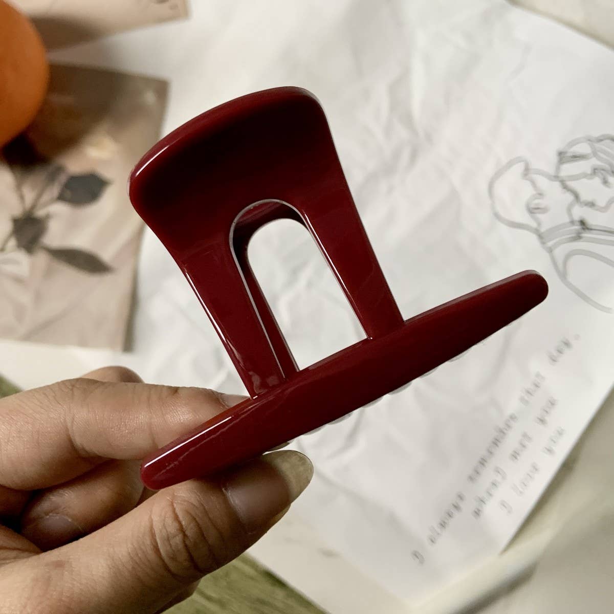 CWAHA4448_NEW RED ELEGANT AND HIGH-END HAIRPIN