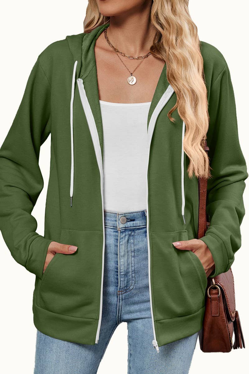 CWOCO00239_COLORBLOCK ZIP UP HOODED POCKET SWEATSHIRT