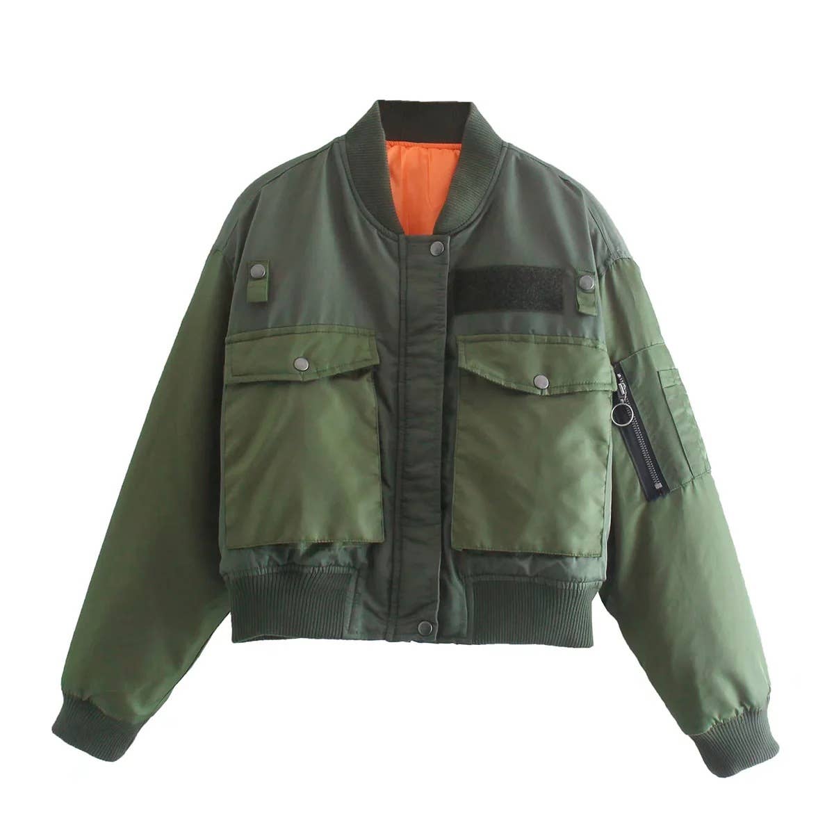 Flight jacket-style short cotton-padded jacket