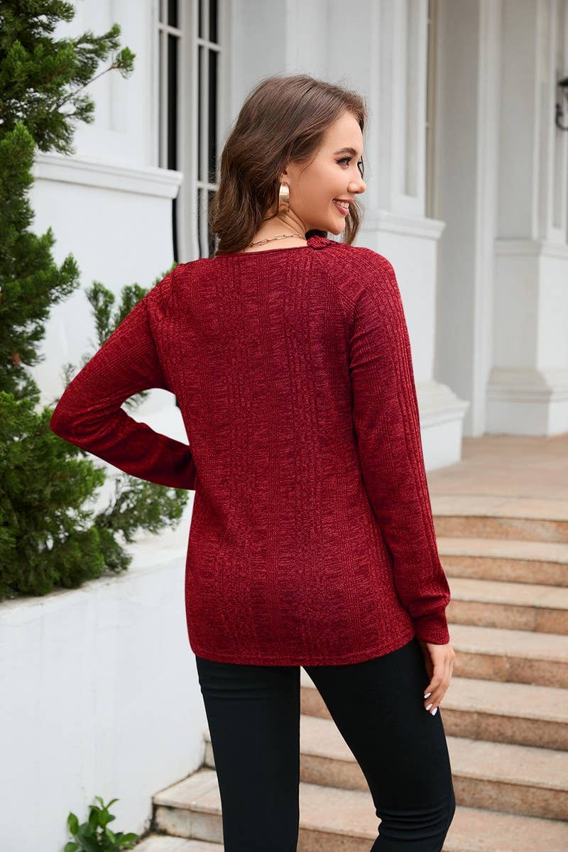 CWTBLL3653_SPRING AND AUTUMN LIGHT CASUAL ROUND NECK PULLOVE