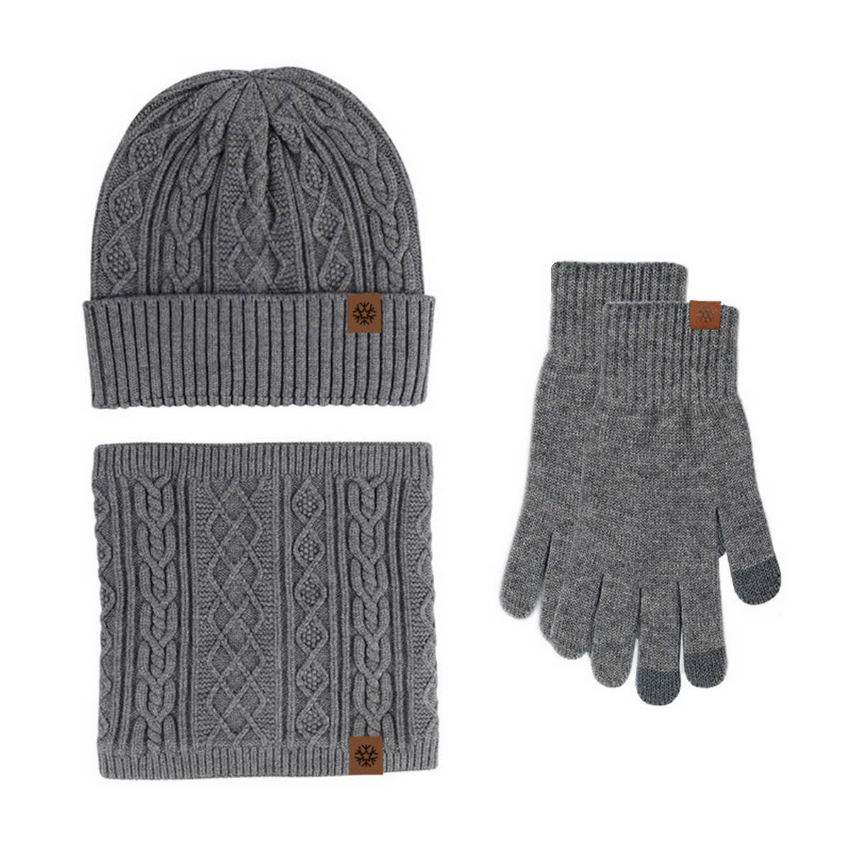 WINTER KNITTED PLUSH WARM WOOL THREE-PIECE SUIT