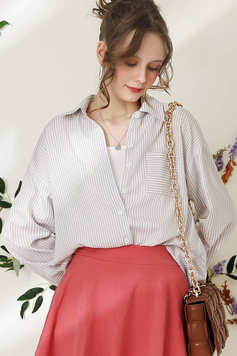 CWTSTL704_Striped Button Down Long Sleeve Collared Shirts