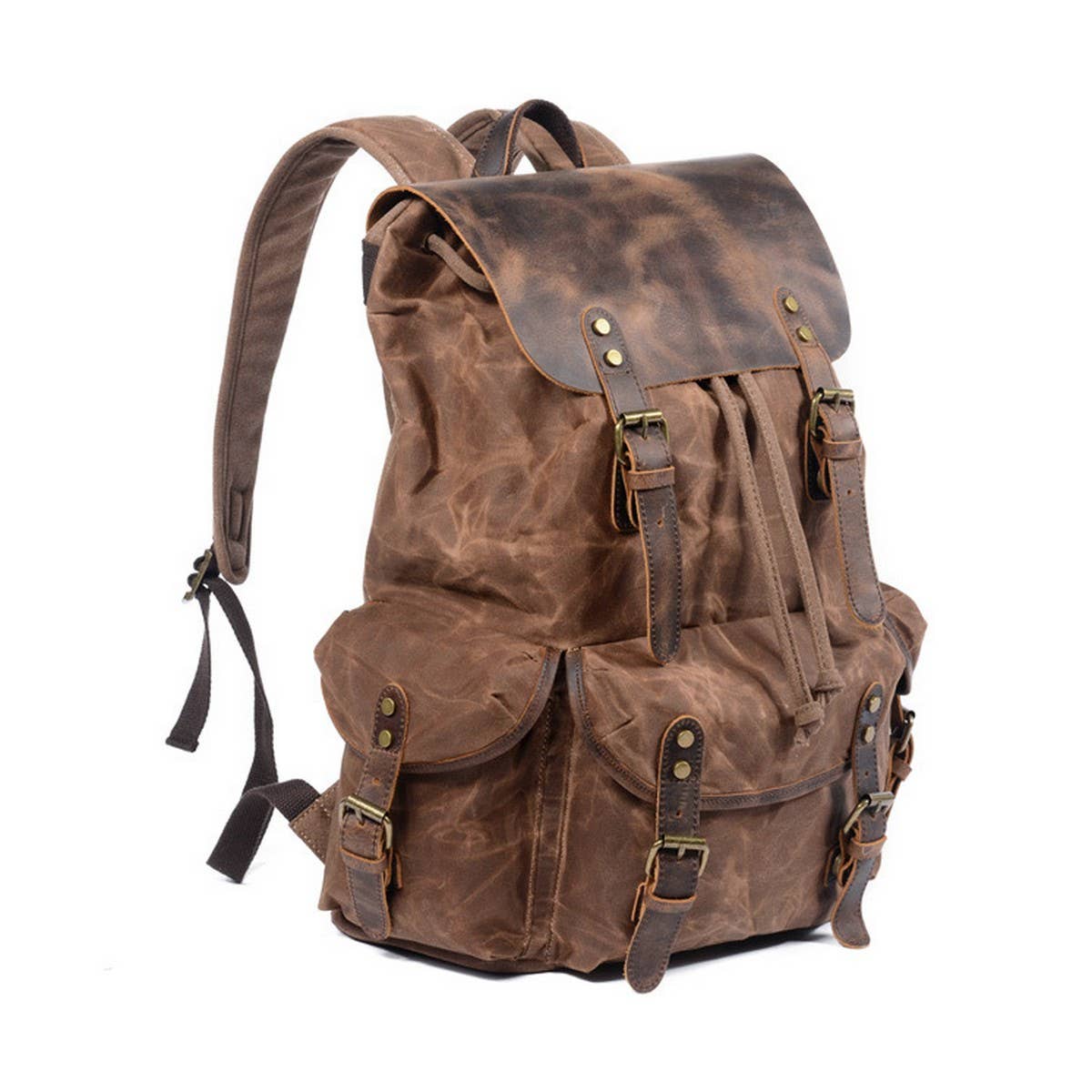 Vintage Waxed Canvas Drawstring Backpack_CWAB5519