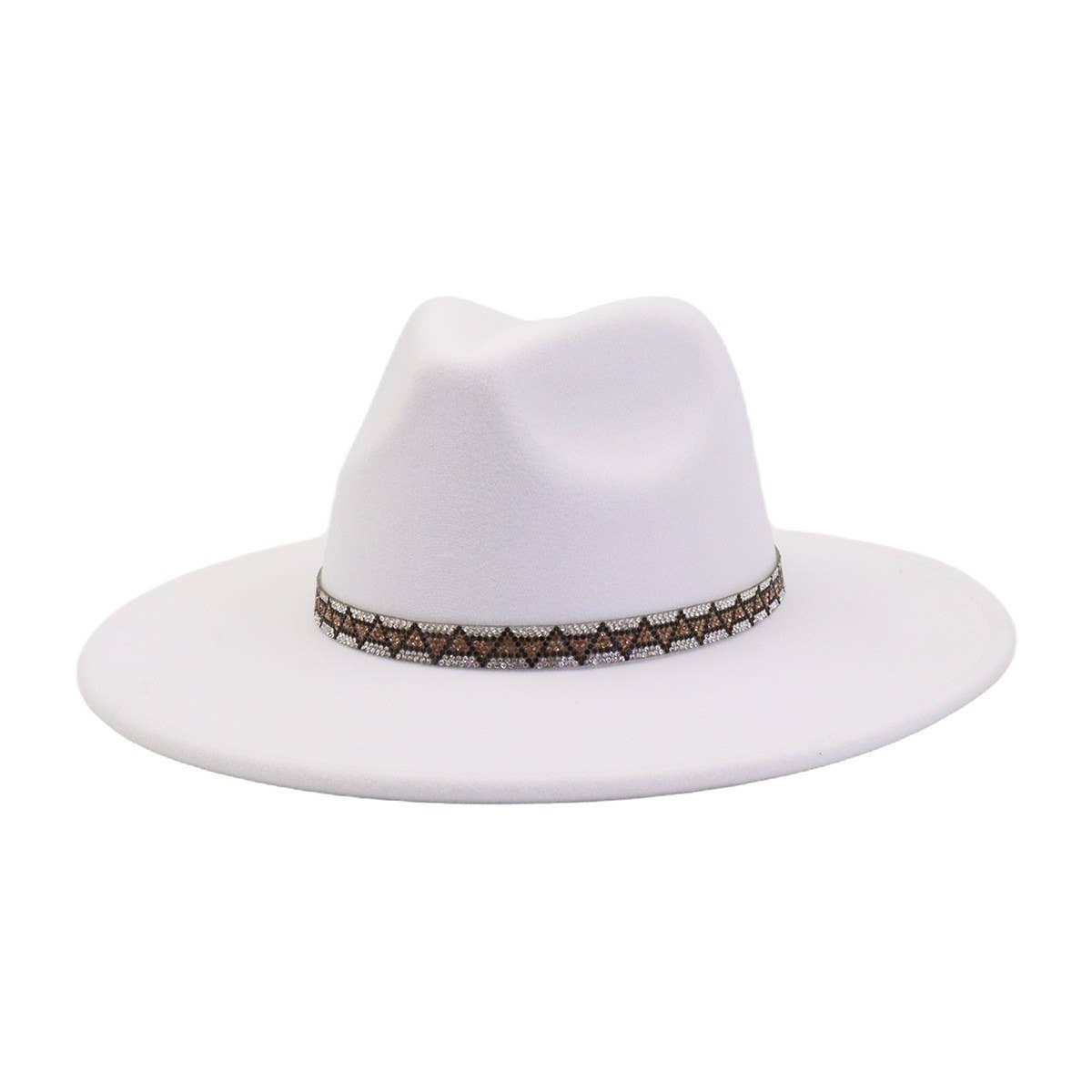 Heart Top Wide Brim Wool Blend Fedora Hat for All_CWAH04378