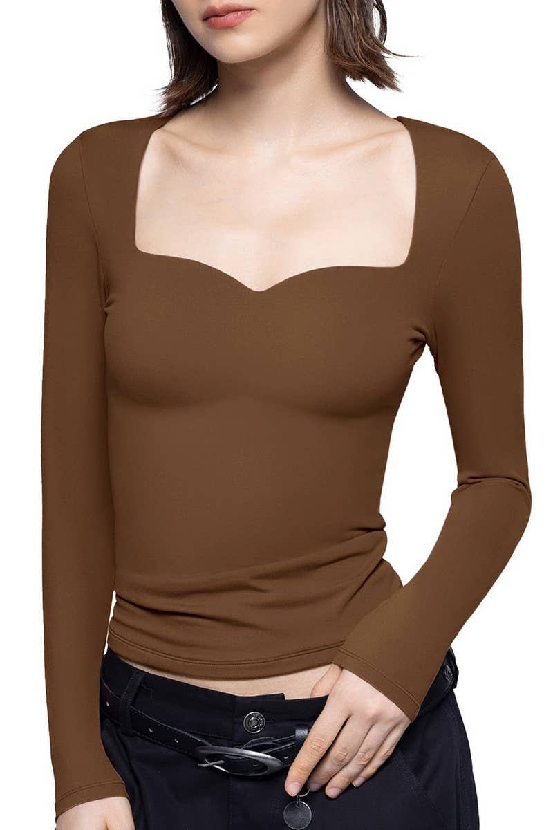 CWTBLL3951_SQUARE NECK RIBBED LONG SLEEVE CROP TOP