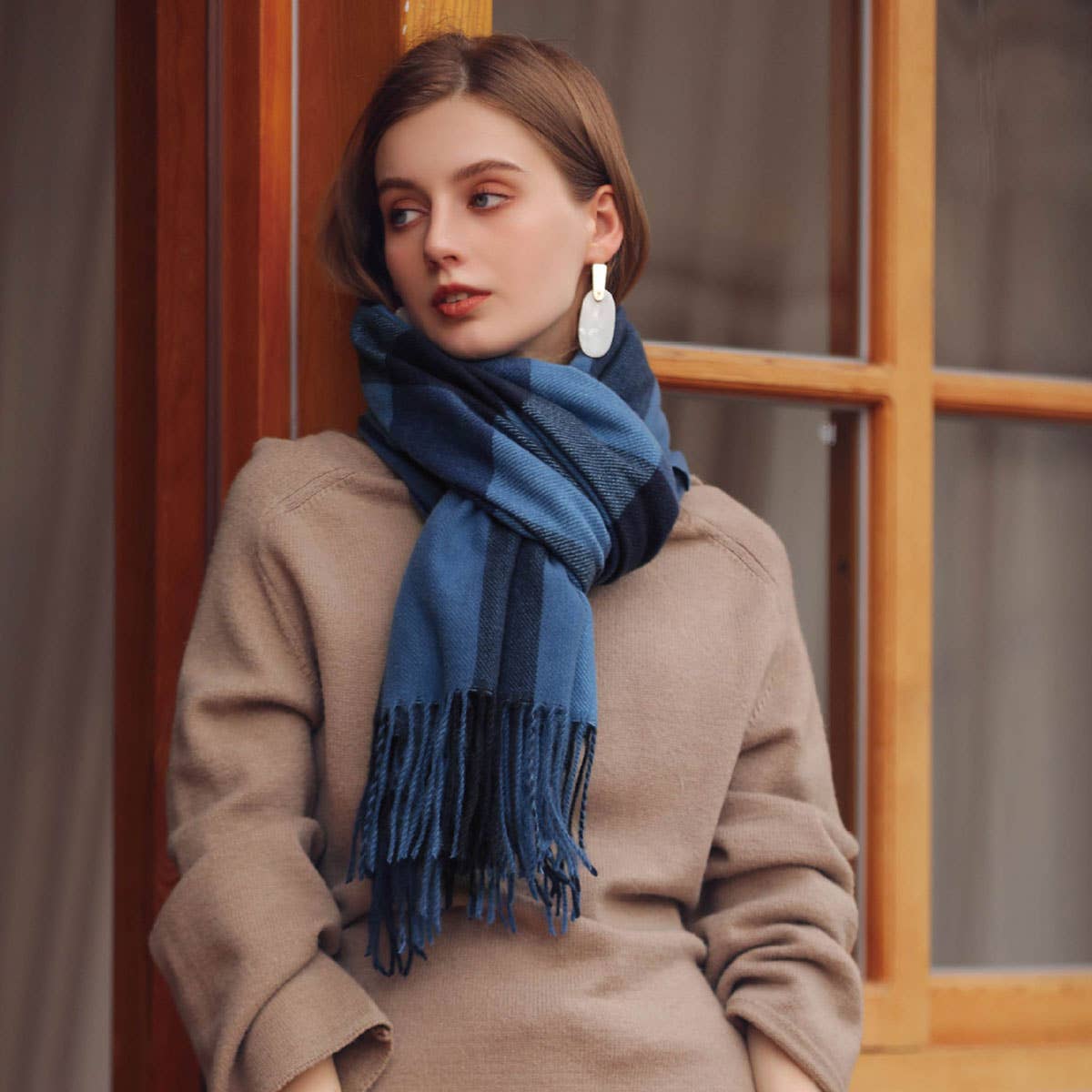 2025 Fashion Plaid Tassel Scarf - Winter Warmth_CWASC0185