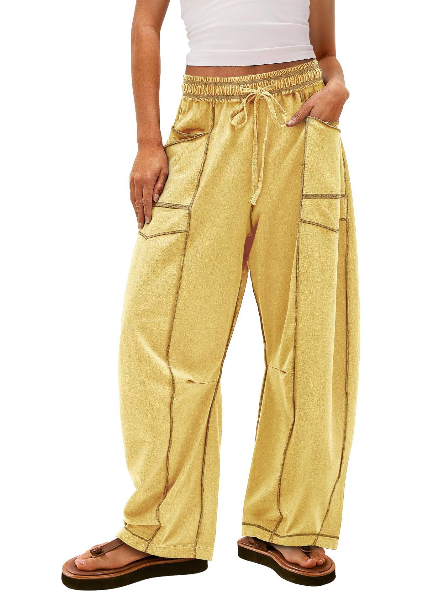 Casual stretched-waist drawstring sweatpants